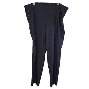 Roz & Ali Size 24 Navy Blue Sailor Button Crop Pants